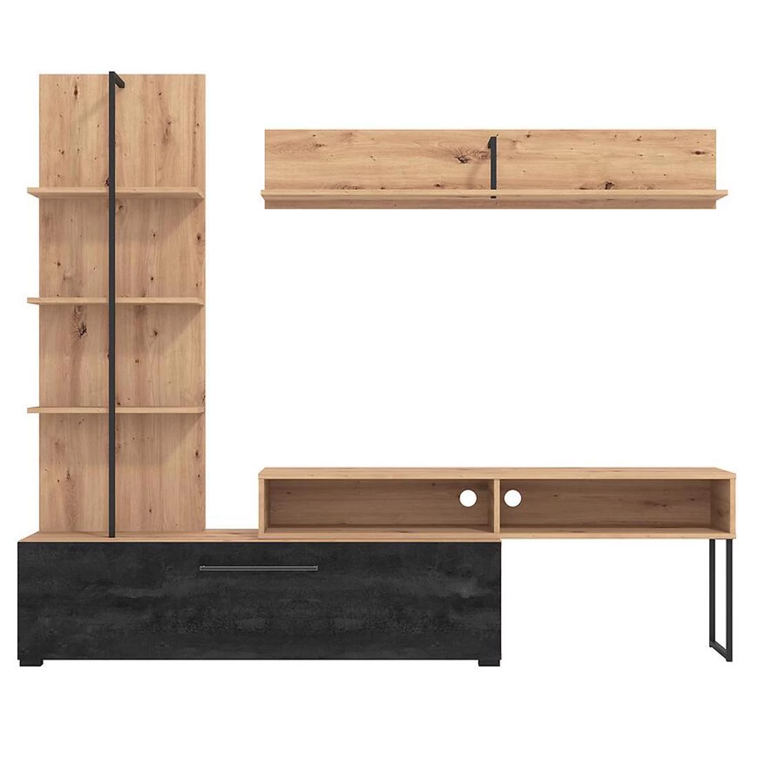 Evora regal 205,5x41,5x173 cm artisan/crna