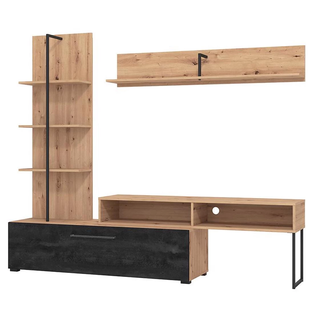 Evora regal 205,5x41,5x173 cm artisan/crna