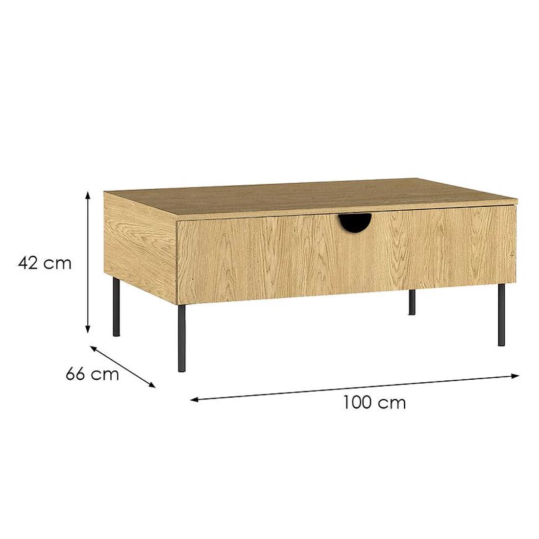 Mond stolic 100X66X42 cm hrast
