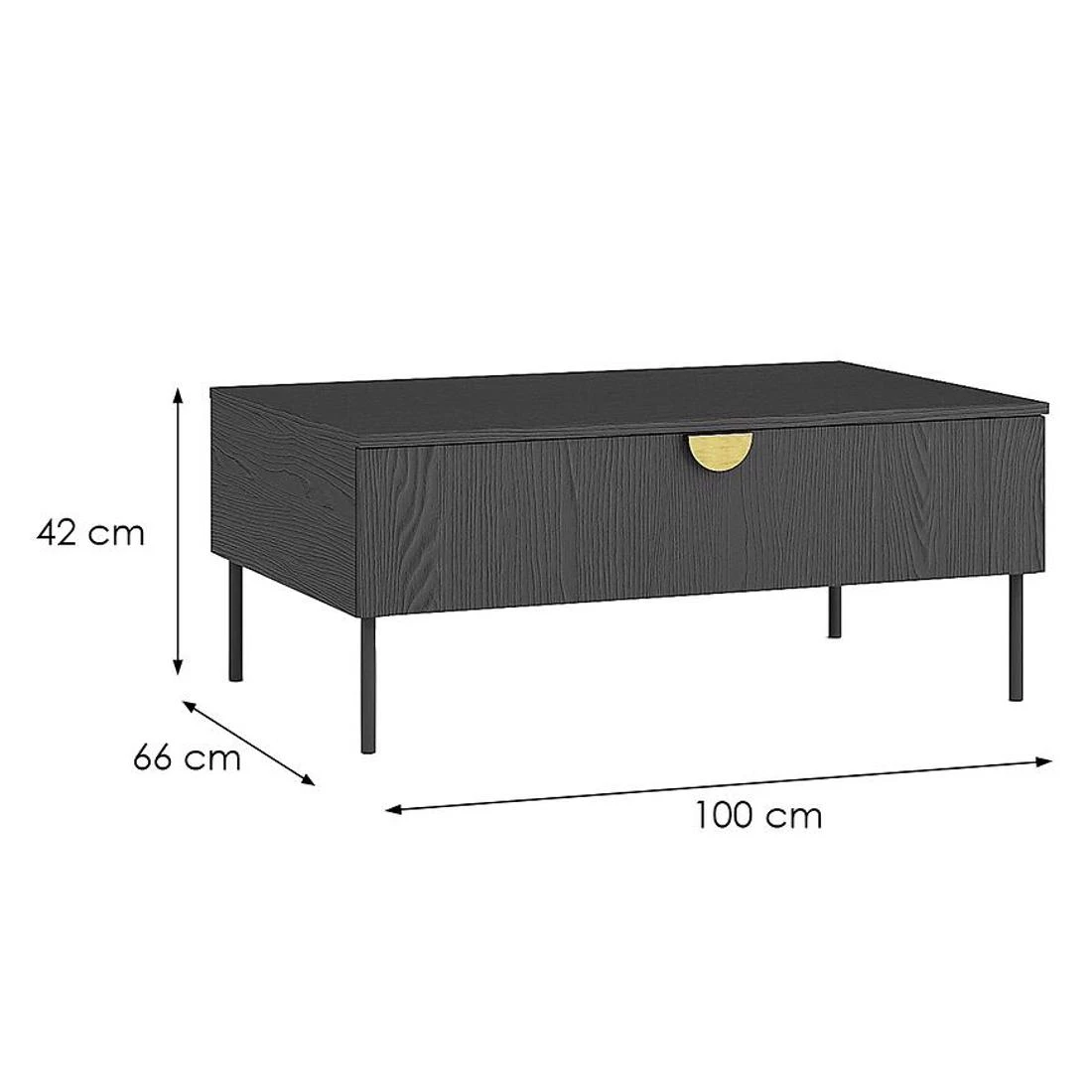 Mond stolic 100X66X42 cm crni