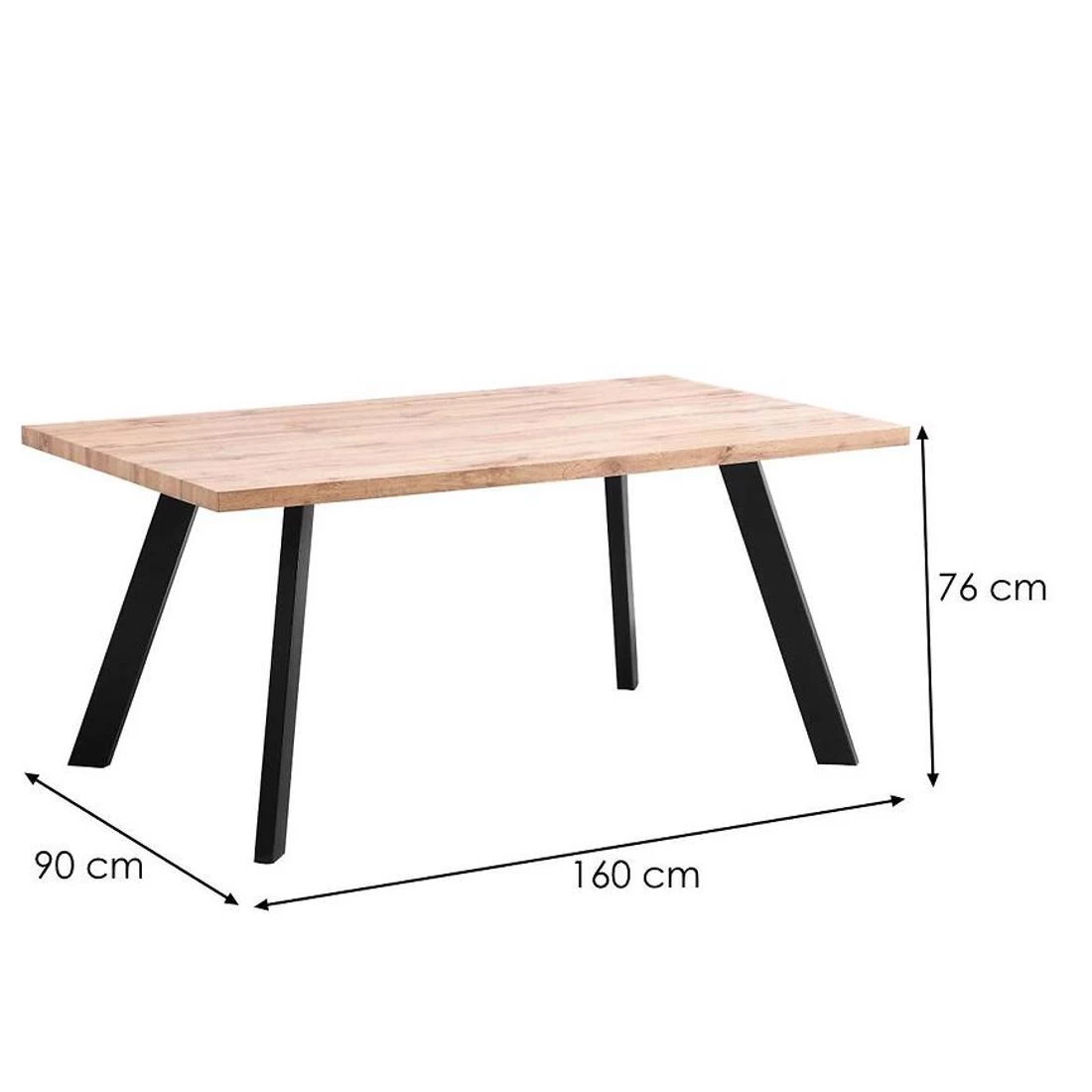 Stol 90(190)x90x76 cm hrast Wotan/crna