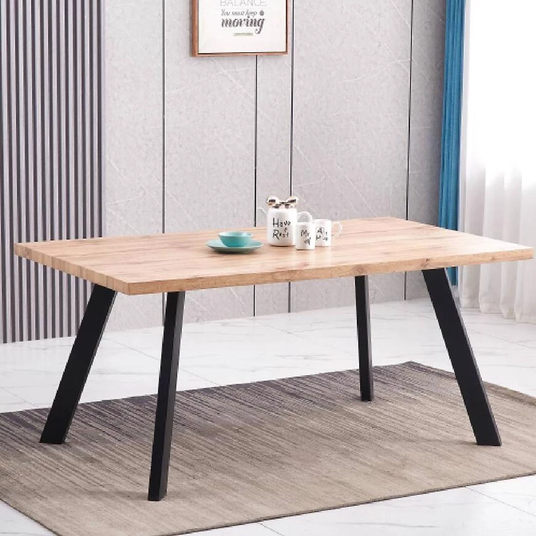 Stol 90(190)x90x76 cm hrast Wotan/crna