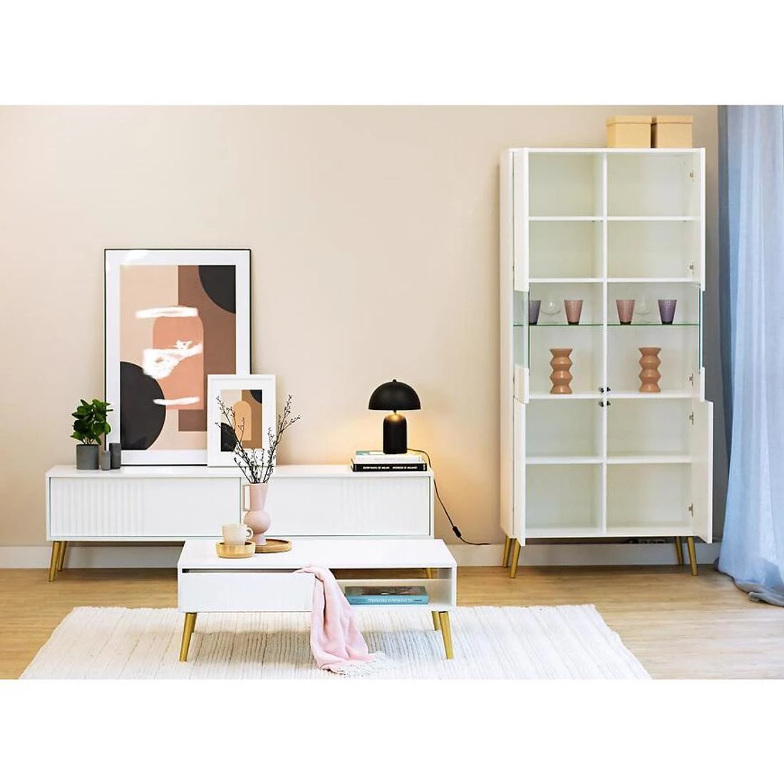 Barcelona vitrina 90x40x193 bela