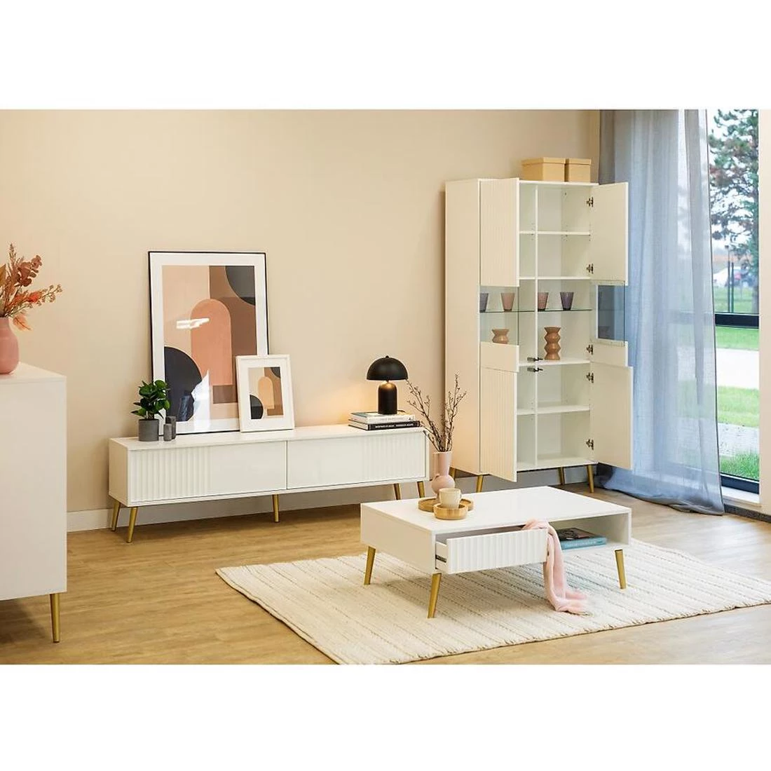 Barcelona vitrina 90x40x193 bela