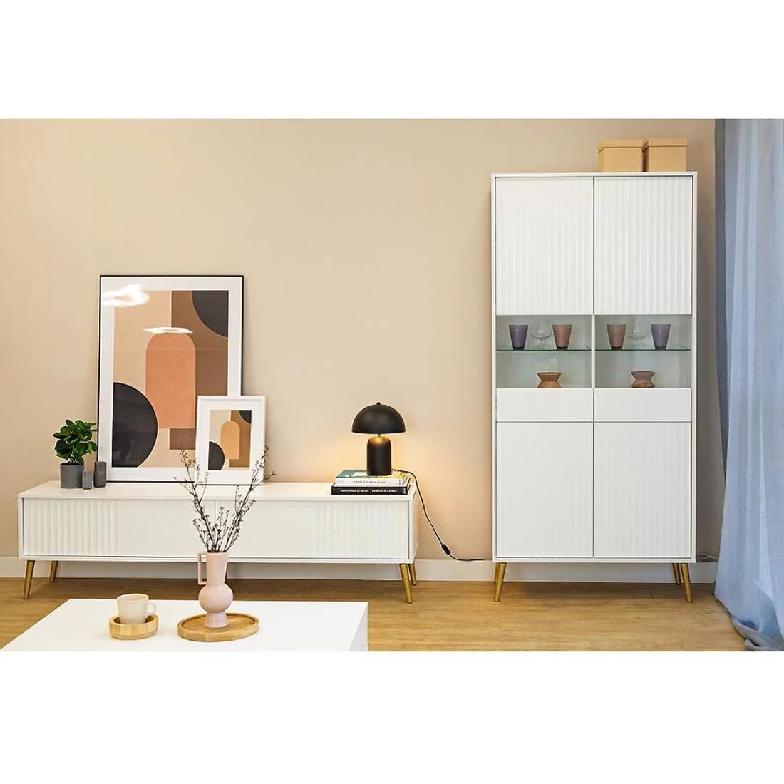 Barcelona vitrina 90x40x193 bela