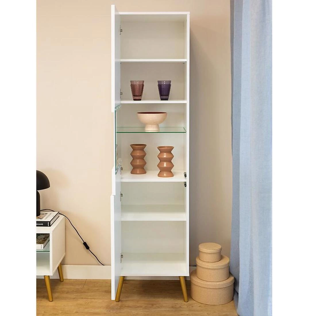 Barcelona vitrina 45x40x193 bela