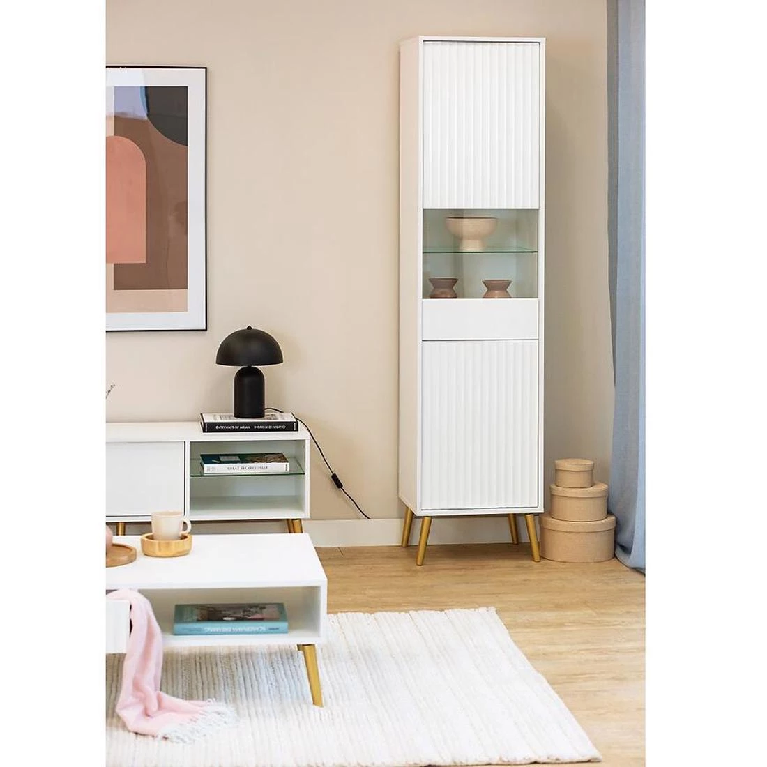 Barcelona vitrina 45x40x193 bela