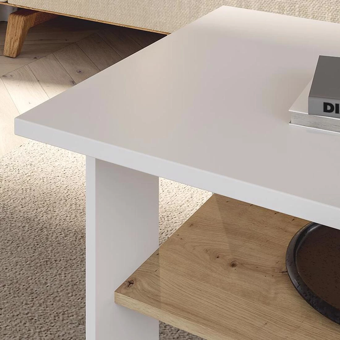 Caldicot stolic 60x110x45 bela/hrast