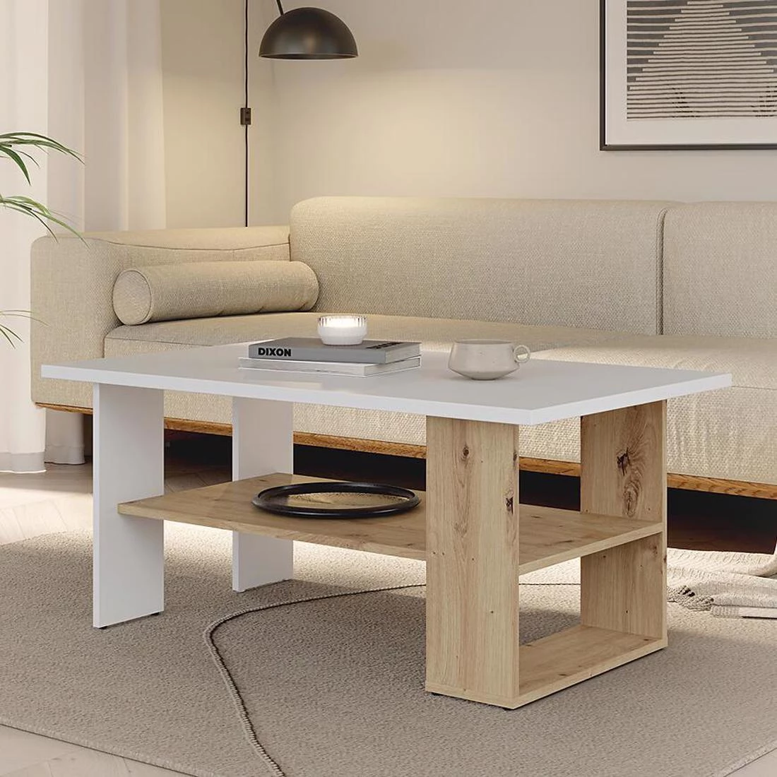 Caldicot stolic 60x110x45 bela/hrast
