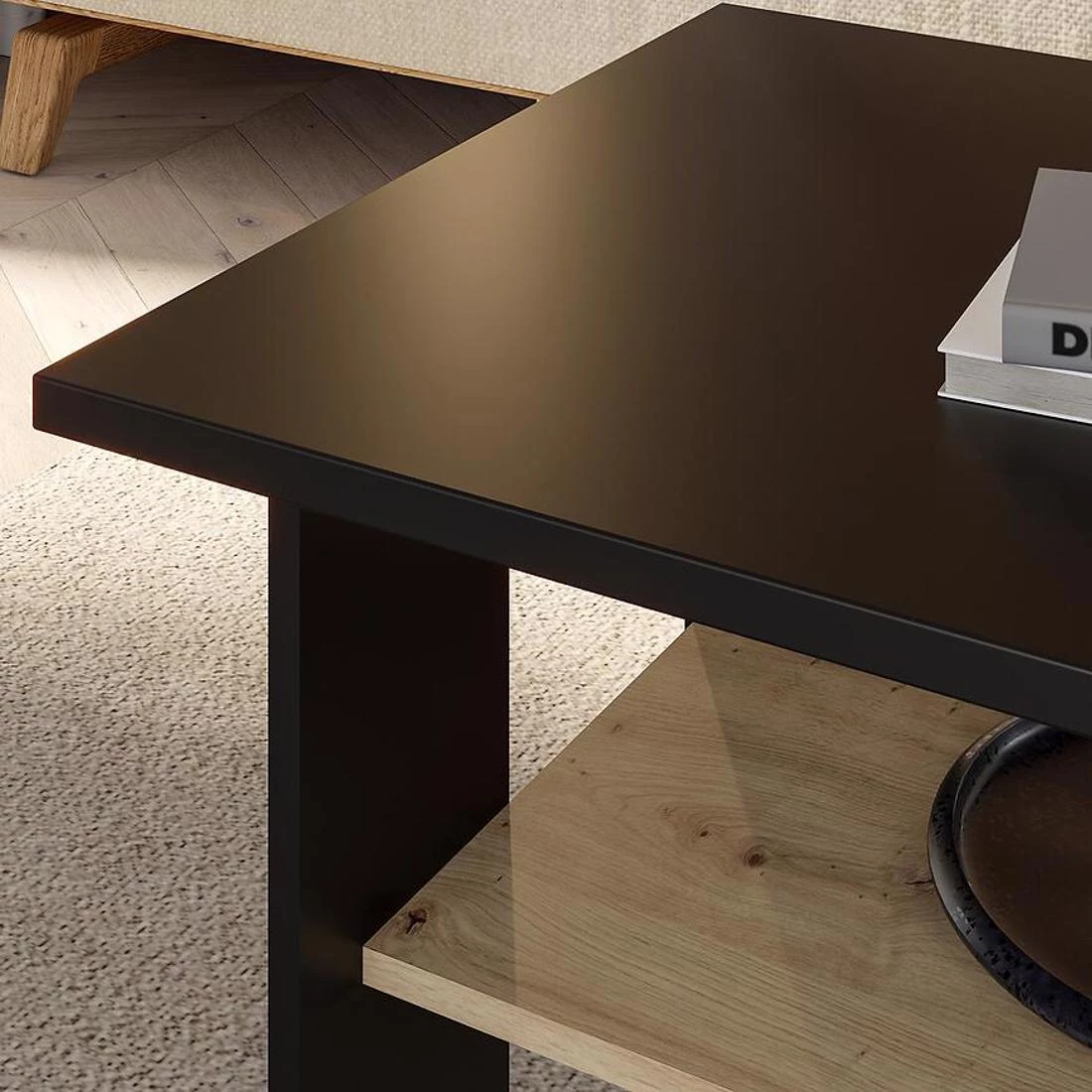 Caldicot stocic 60x110x45 crni/hrast
