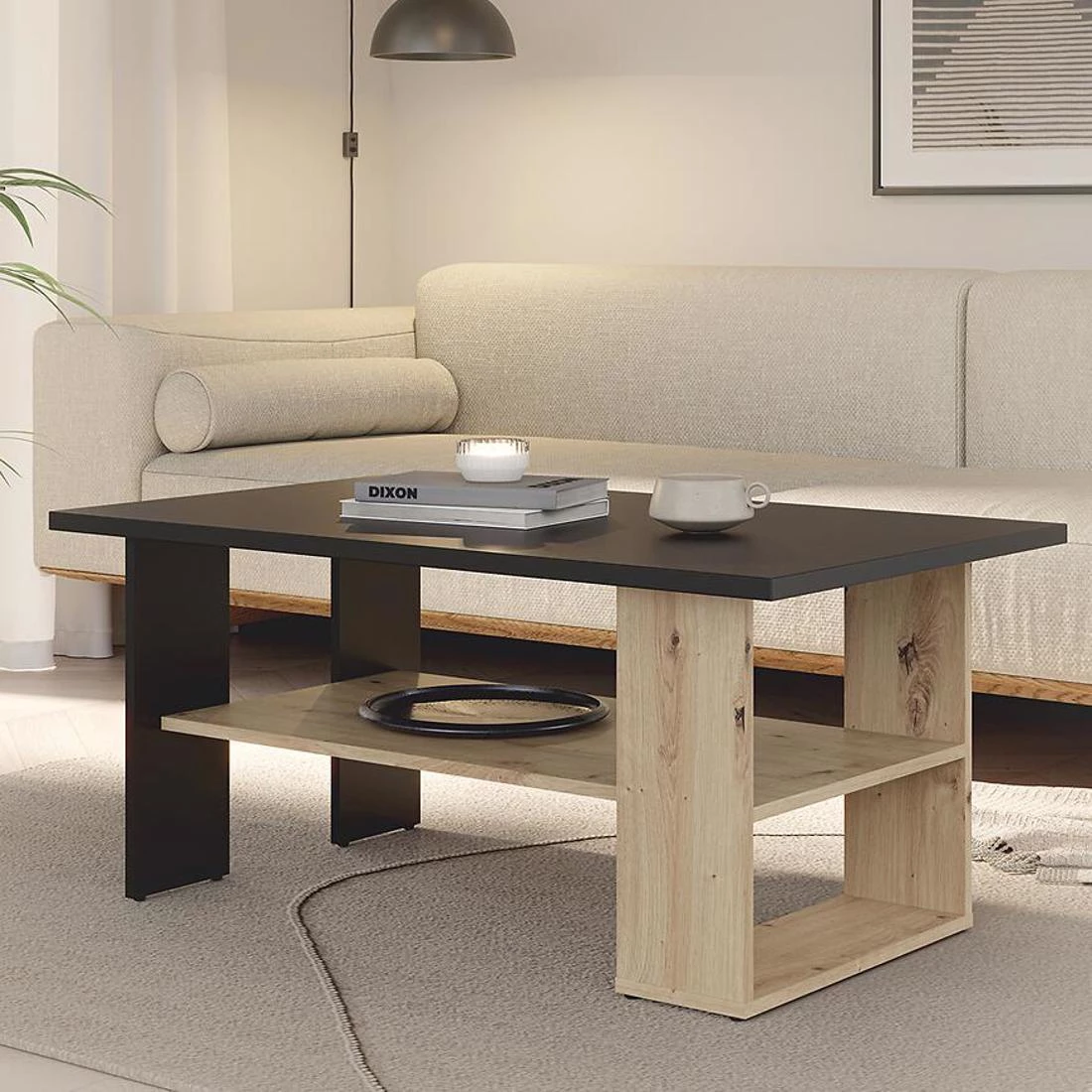 Caldicot stocic 60x110x45 crni/hrast