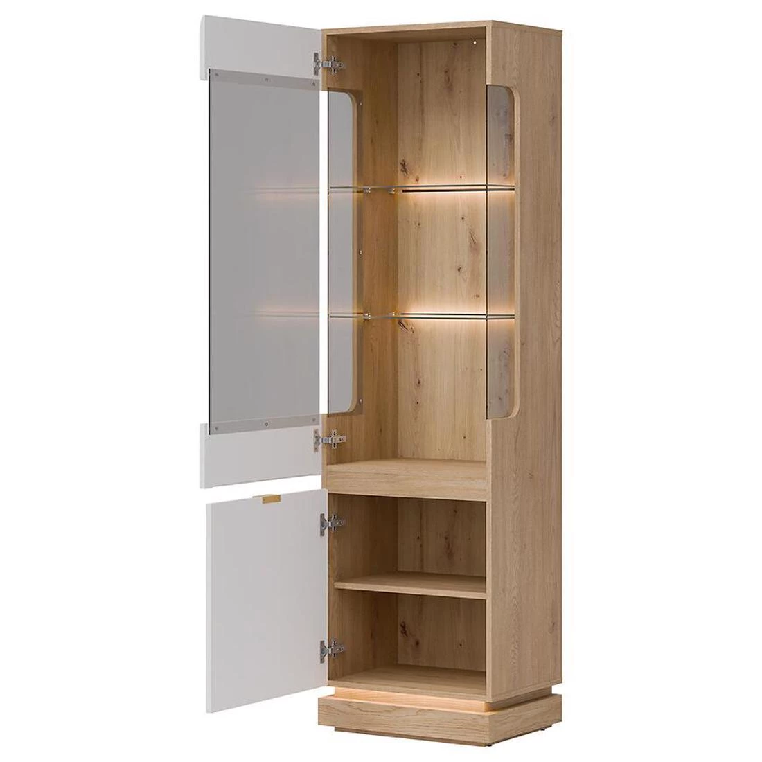 Milton vitrina L/R 54,5x40,5x193,5 hrast/bela