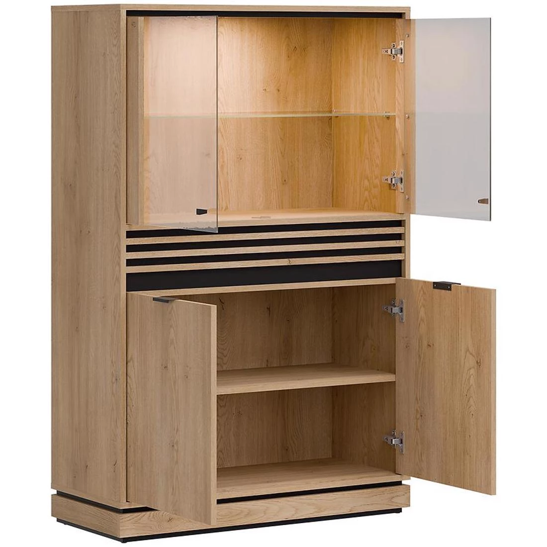 Ferro niska vitrina L/R 93x39x142 hrast