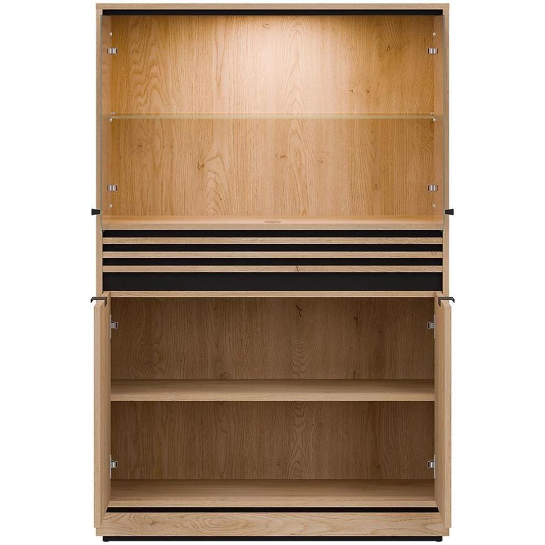 Ferro niska vitrina L/R 93x39x142 hrast