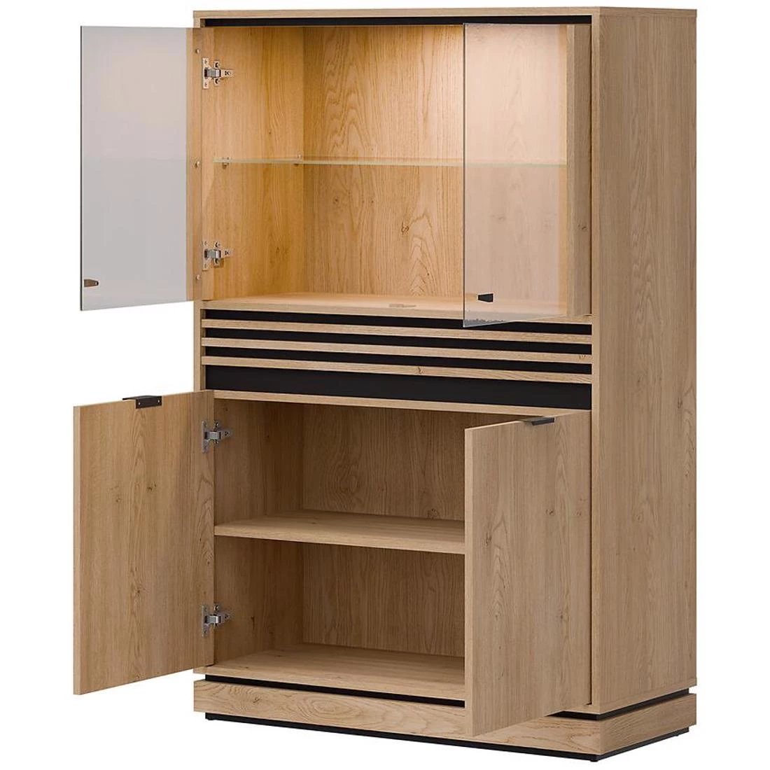 Ferro niska vitrina L/R 93x39x142 hrast