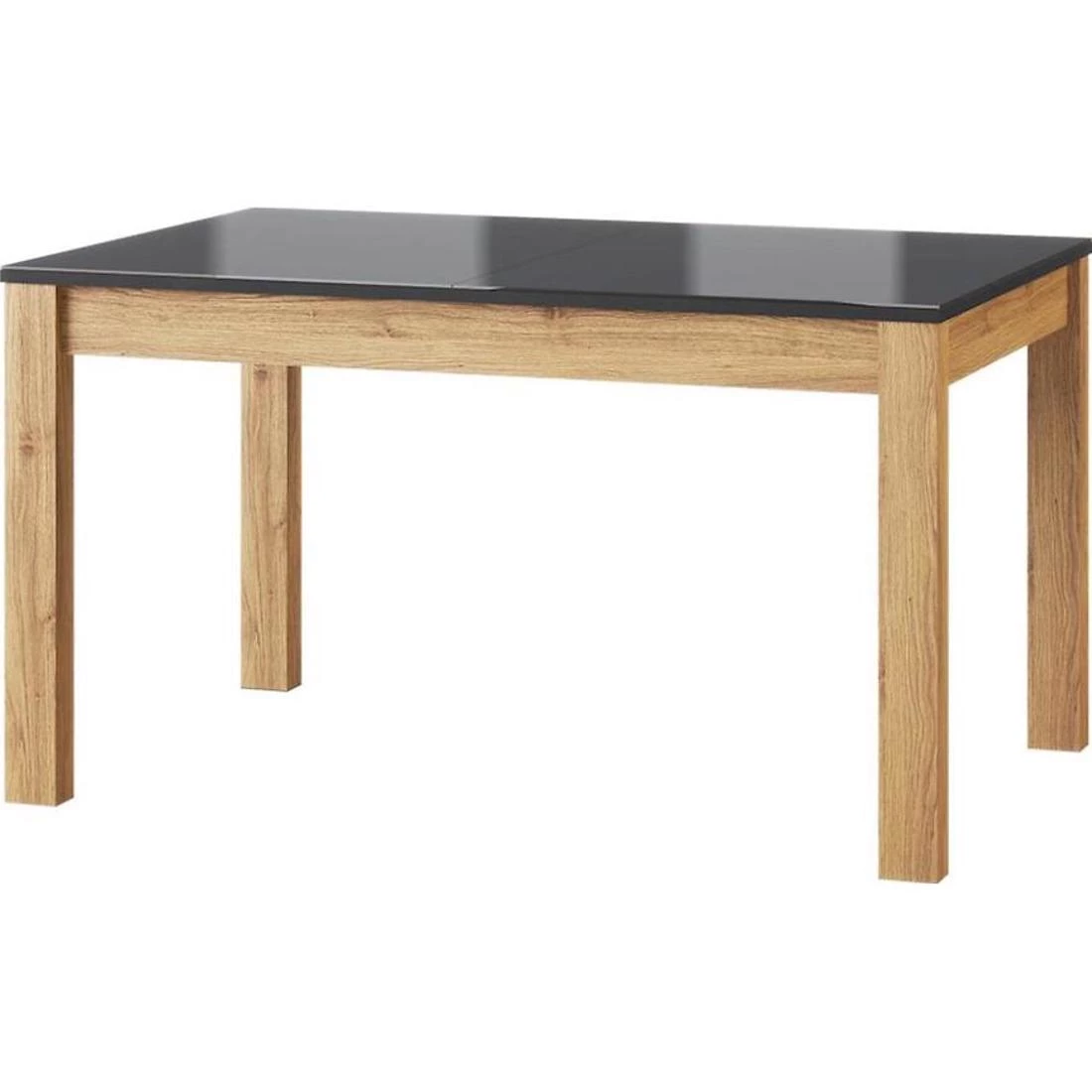 Stol Kama 136(210)x90x76 cm hrast/sjajno crna
