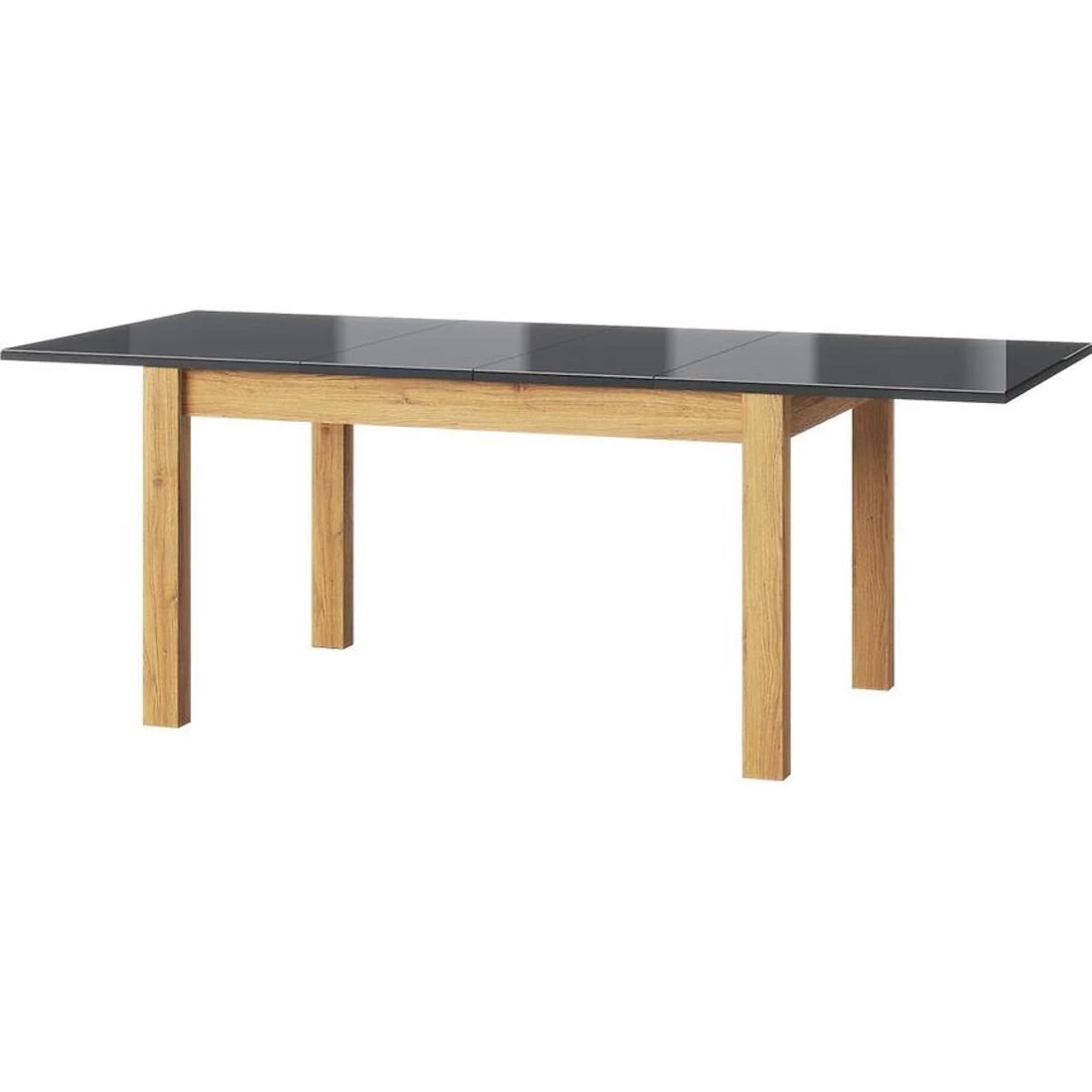 Stol Kama 136(210)x90x76 cm hrast/sjajno crna