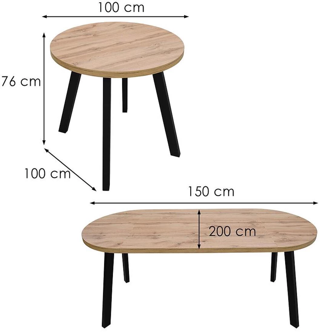 stol produživi St-82 100+2x50 wotan/crna