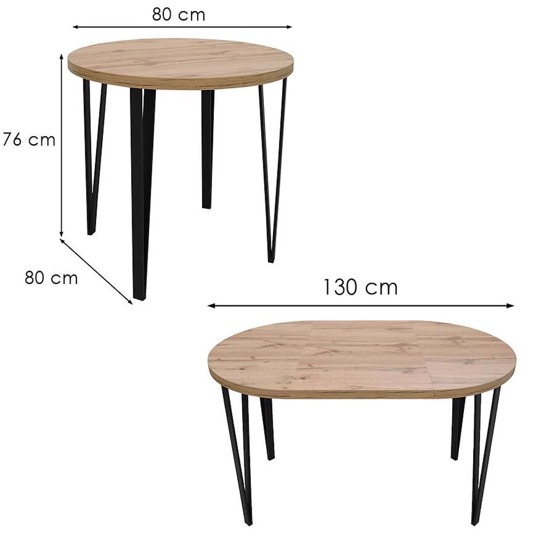 St-81 stol produživi 80/130x80x76 cm wotan/crna