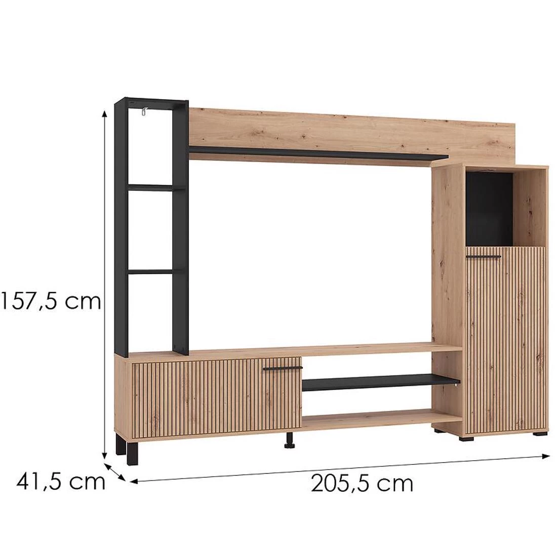 Rethymno regal 207,5x33x157,5 cm artisan/crna