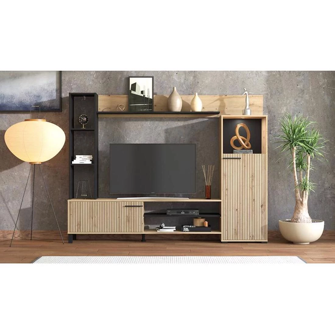 Rethymno regal 207,5x33x157,5 cm artisan/crna