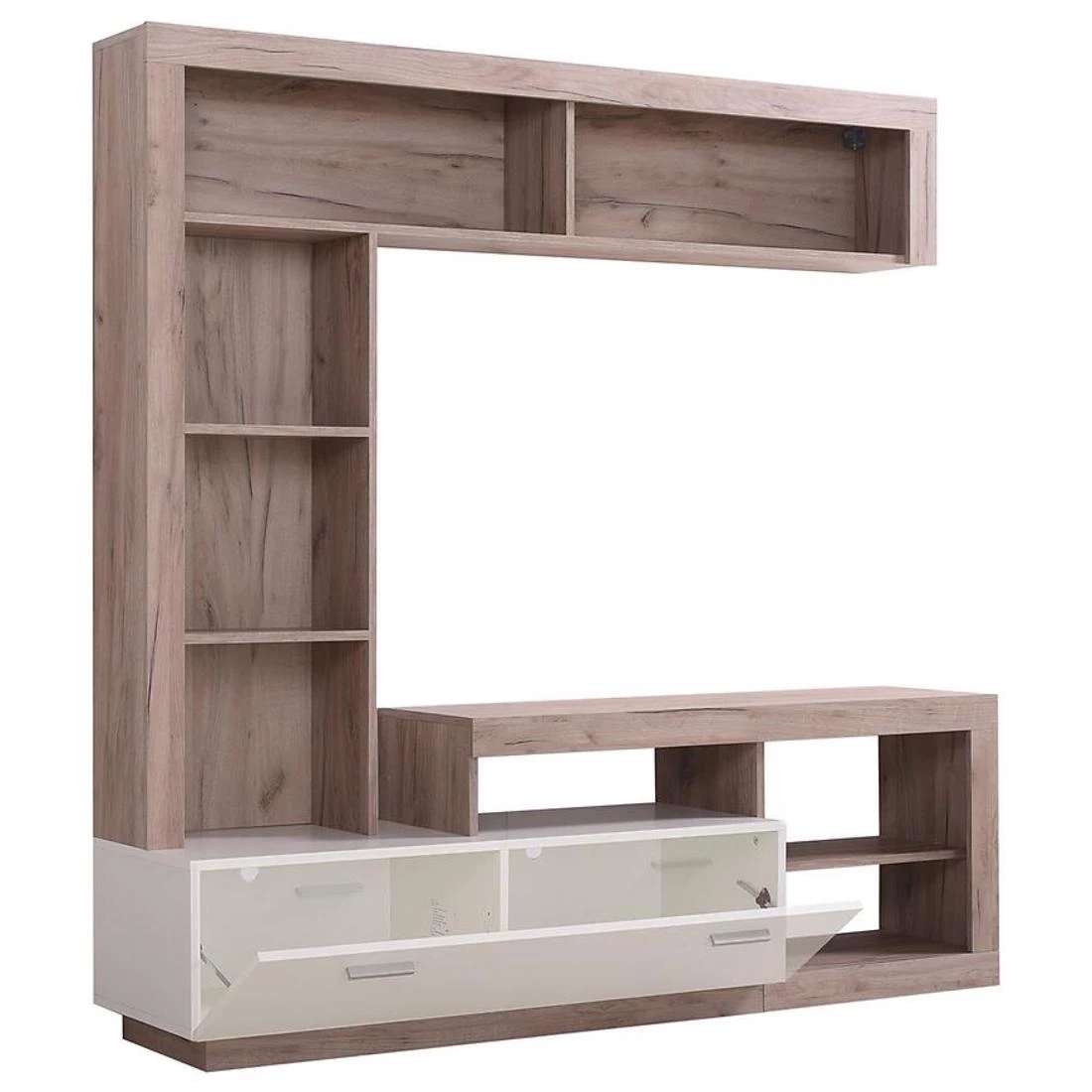 Glen regal 170,5x41,5x170,5 cm beli/sivi hrast