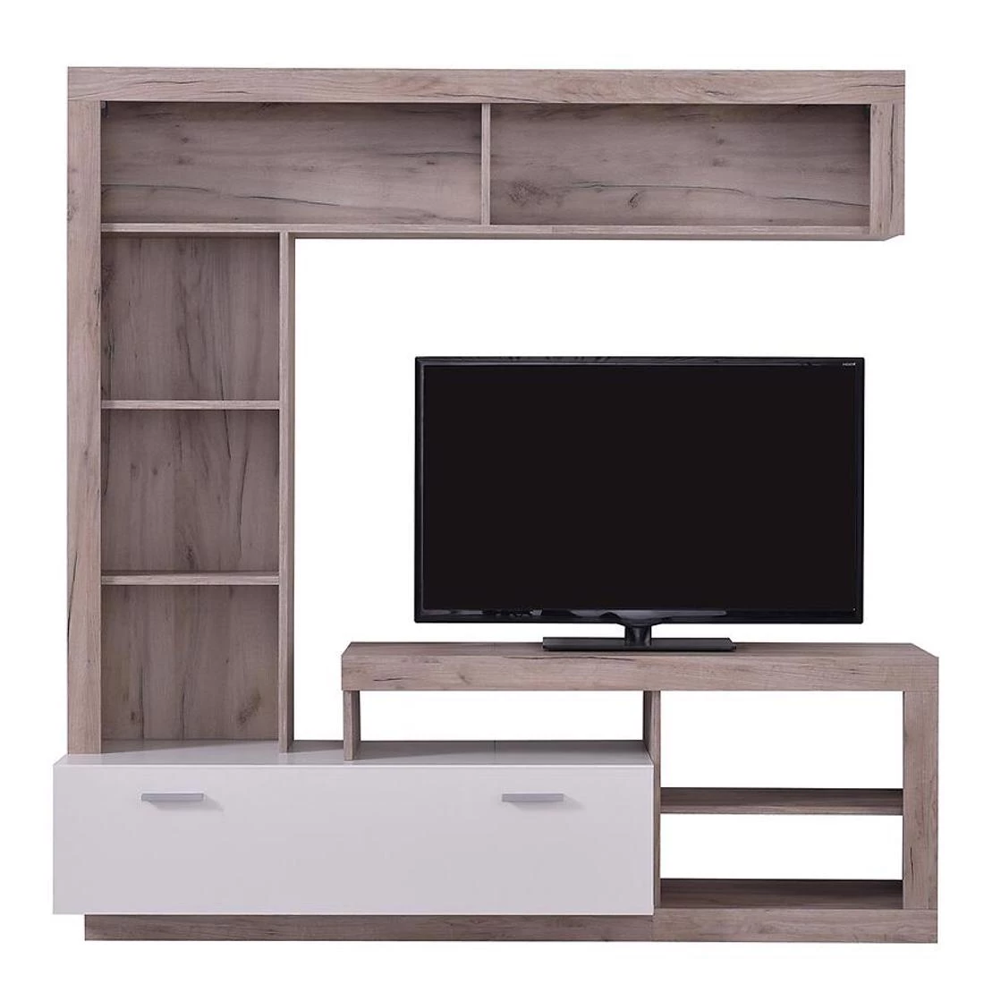 Glen regal 170,5x41,5x170,5 cm beli/sivi hrast