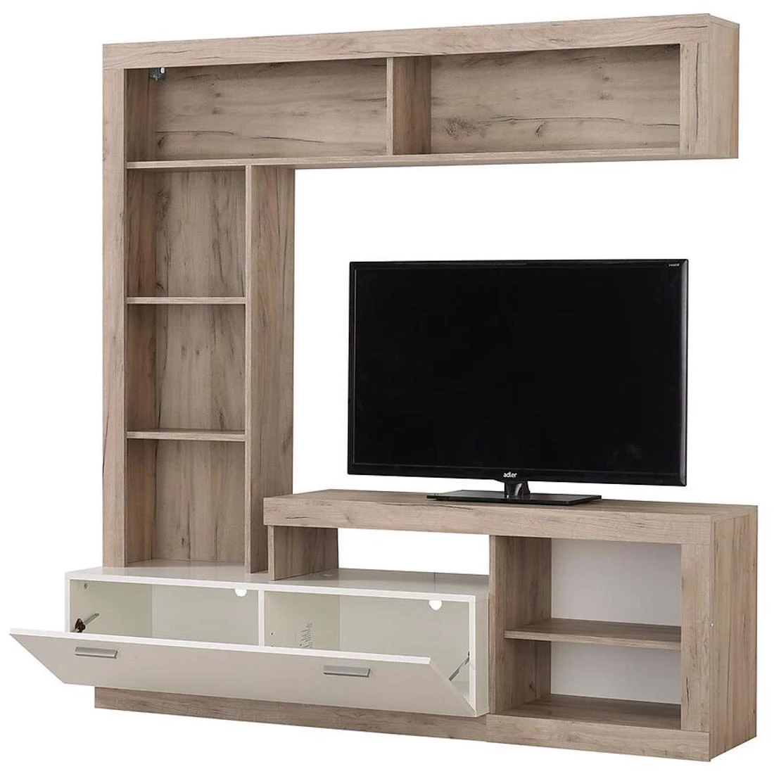 Glen regal 170,5x41,5x170,5 cm beli/sivi hrast