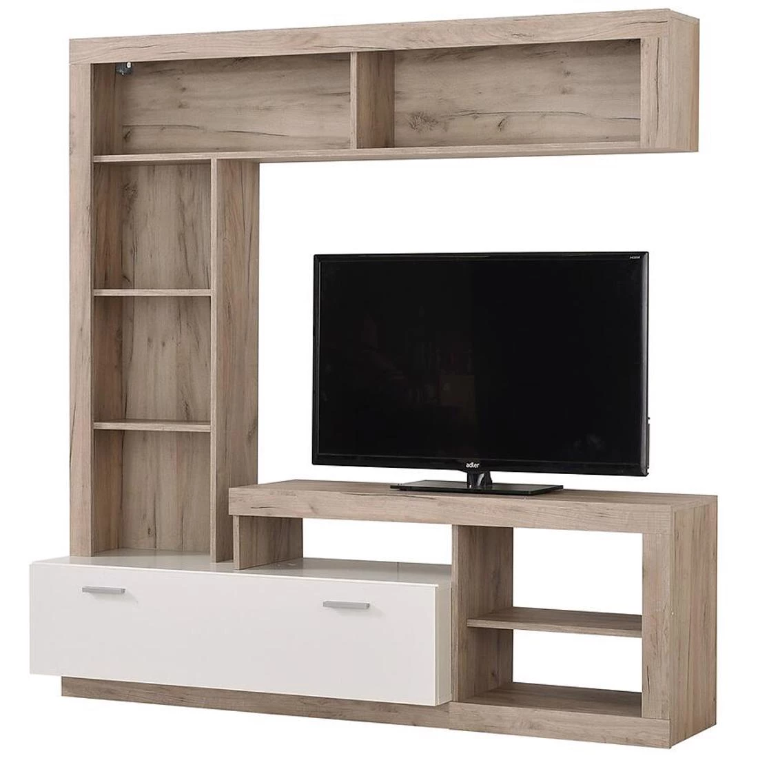 Glen regal 170,5x41,5x170,5 cm beli/sivi hrast