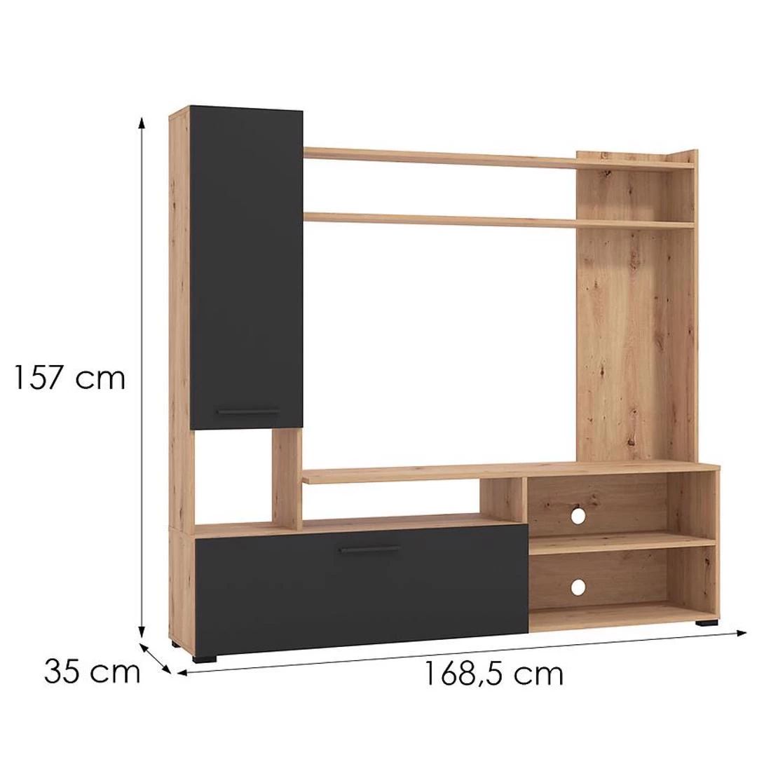 Braga regal 168,5x35x157 cm artisan/crna