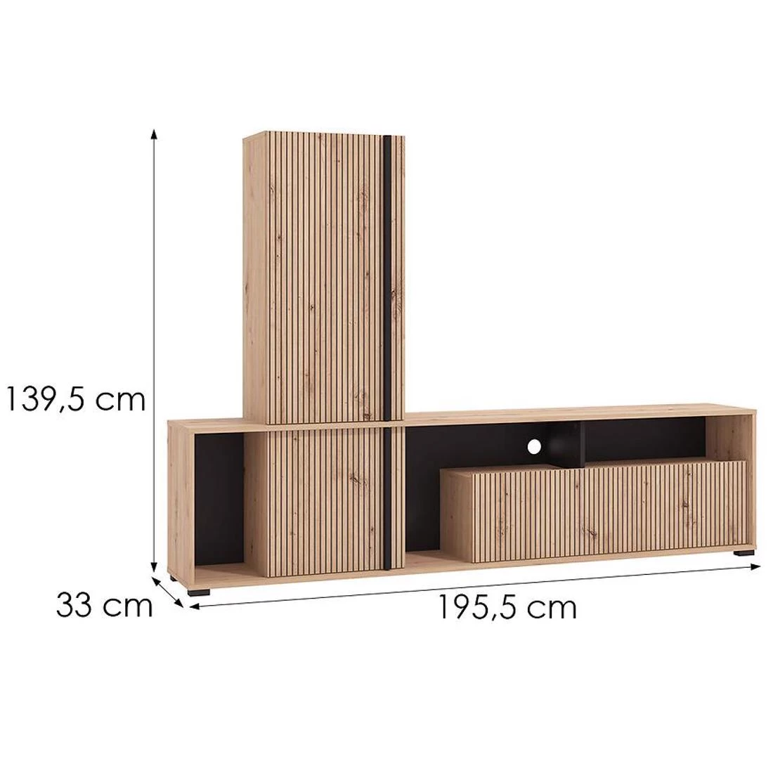 Chania regal 195,5x33x139,5 cm artisan/crna