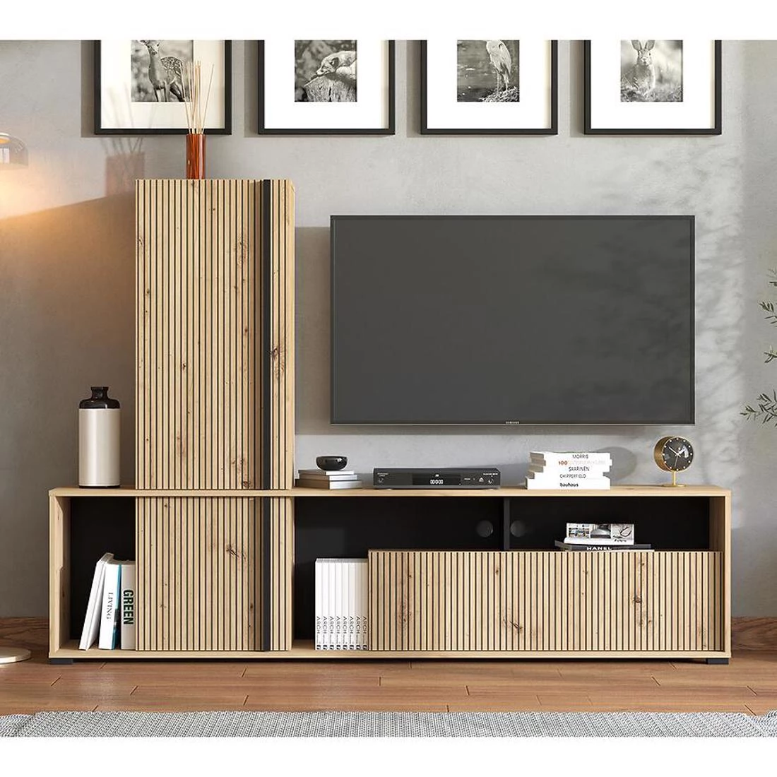 Chania regal 195,5x33x139,5 cm artisan/crna