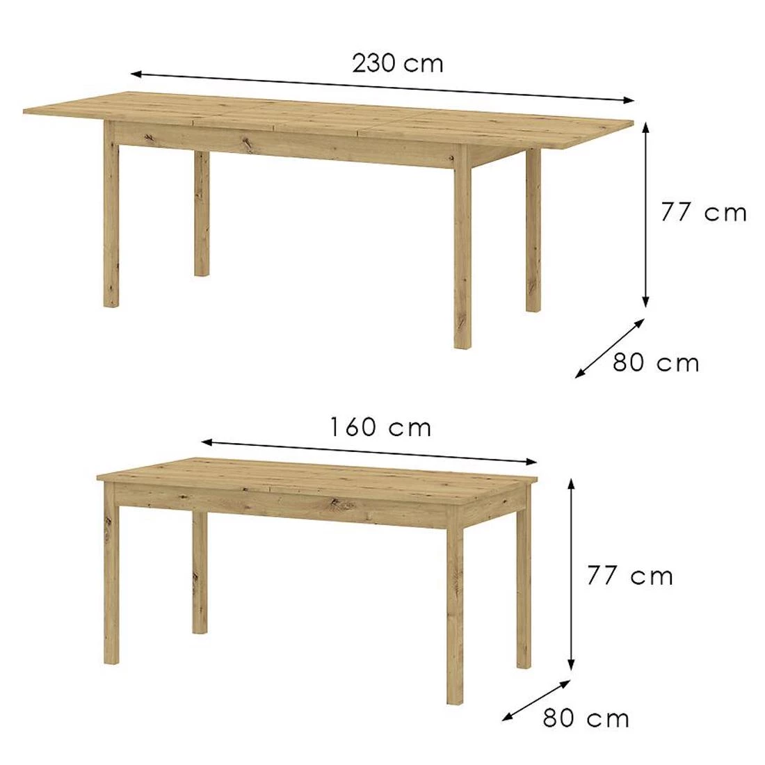 Sendi stol produživi 160/240x80 cm artisan hrast