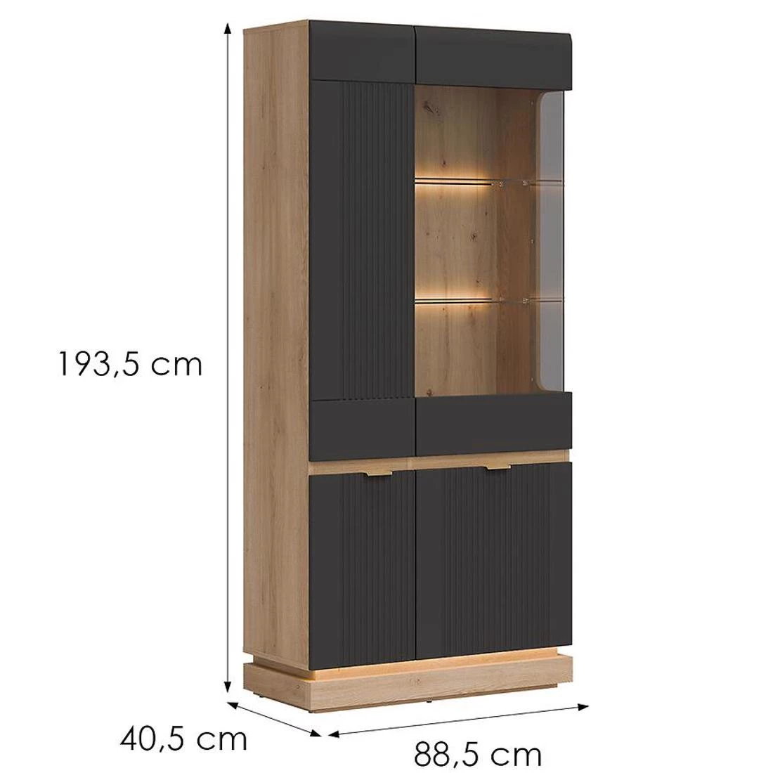 Milton vitrina 88,5x40,5x193,5 hrast/antracit