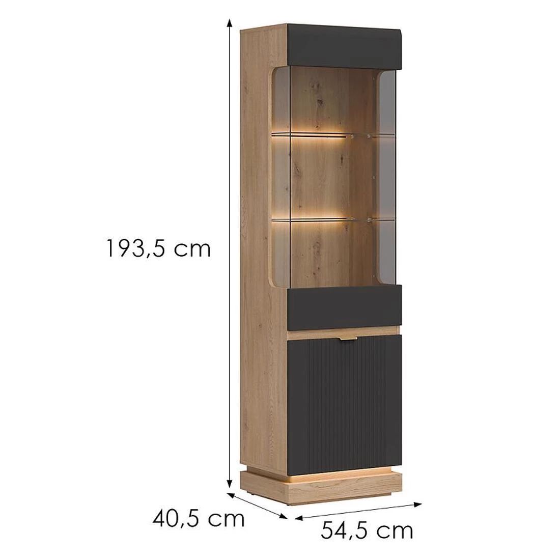 Milton vitrina L/R 54,5x40,5x193,5 hrast/antracit