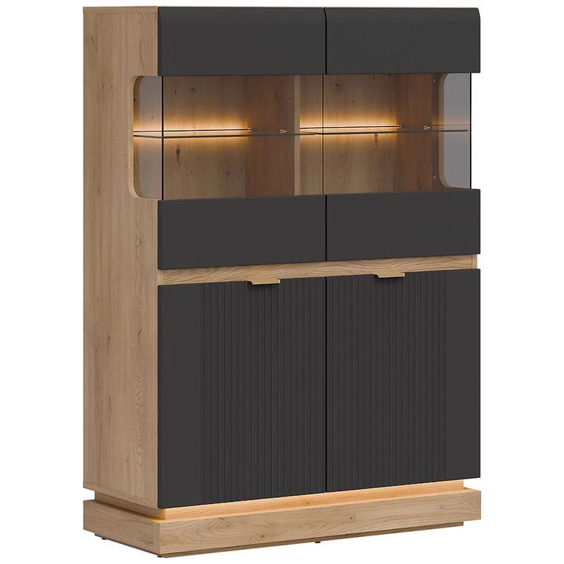 Milton niska vitrina 95x40,5x135 hrast/antracit