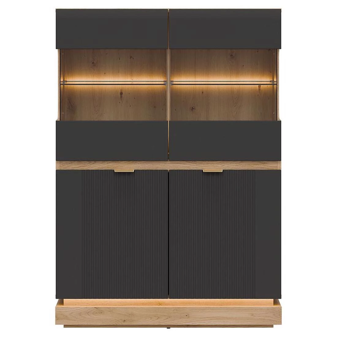 Milton niska vitrina 95x40,5x135 hrast/antracit
