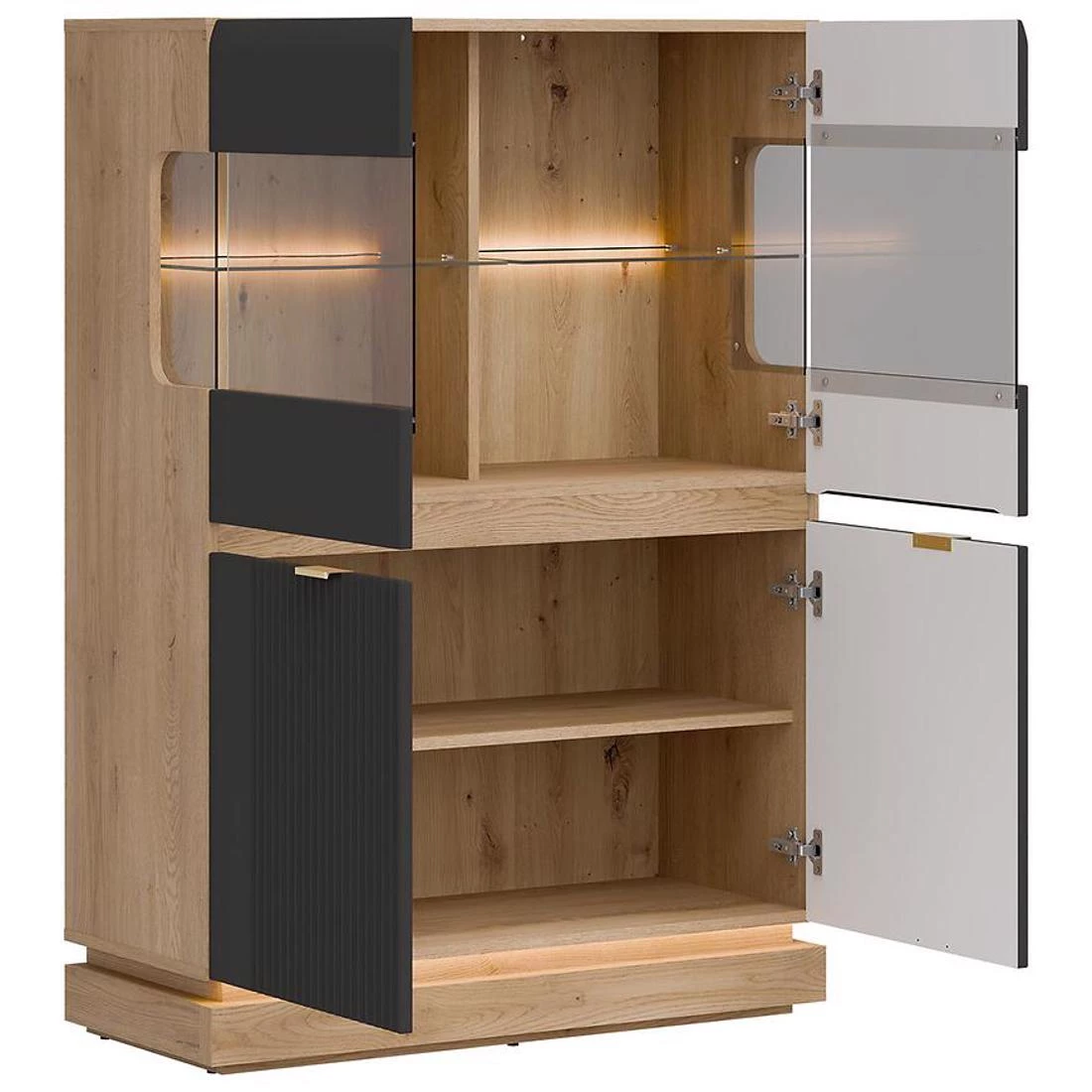 Milton niska vitrina 95x40,5x135 hrast/antracit