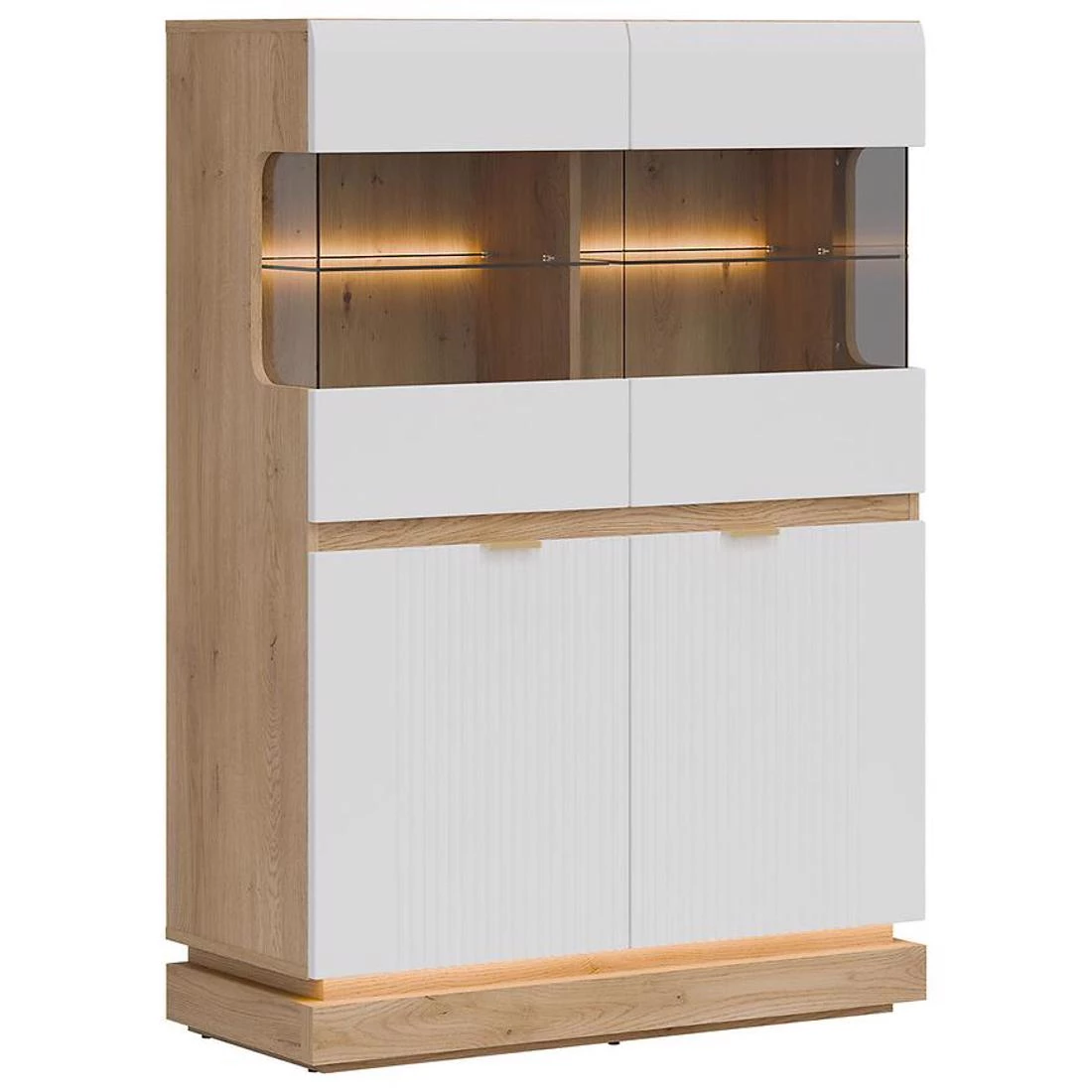 Milton niska vitrina 95x40,5x135 hrast/bijela