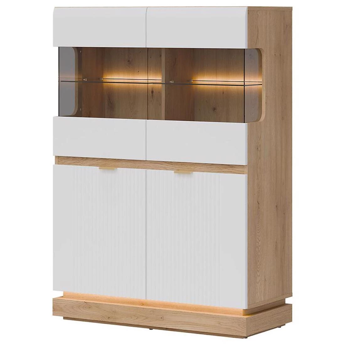 Milton niska vitrina 95x40,5x135 hrast/bijela