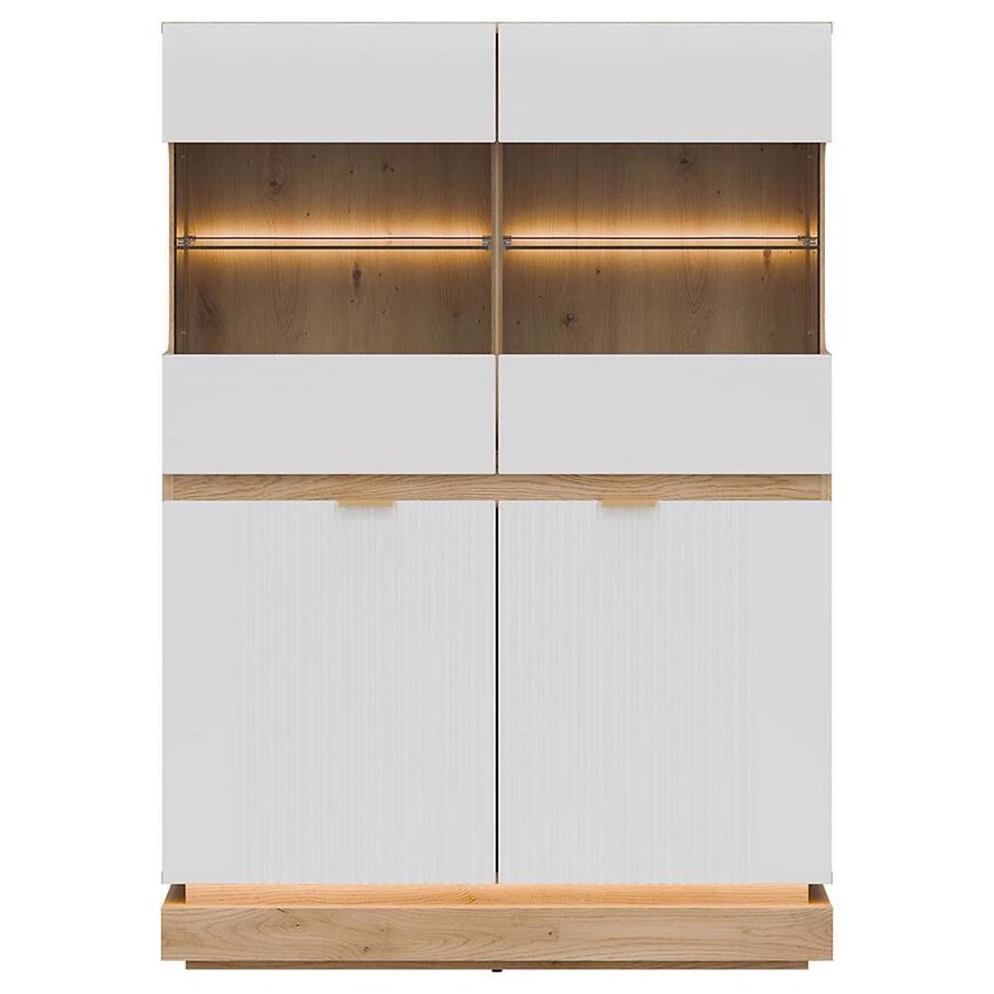 Milton niska vitrina 95x40,5x135 hrast/bijela