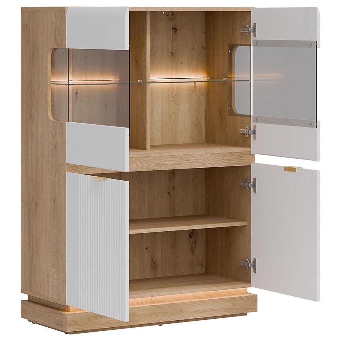 Milton niska vitrina 95x40,5x135 hrast/bijela