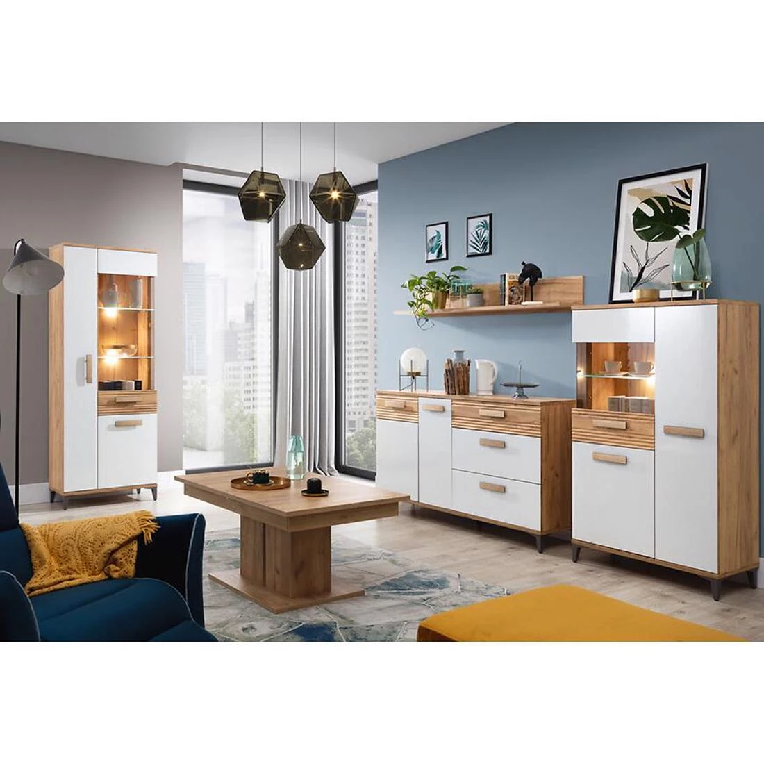 Snobi stocic 68x114(144)x51,5 hrast/bela