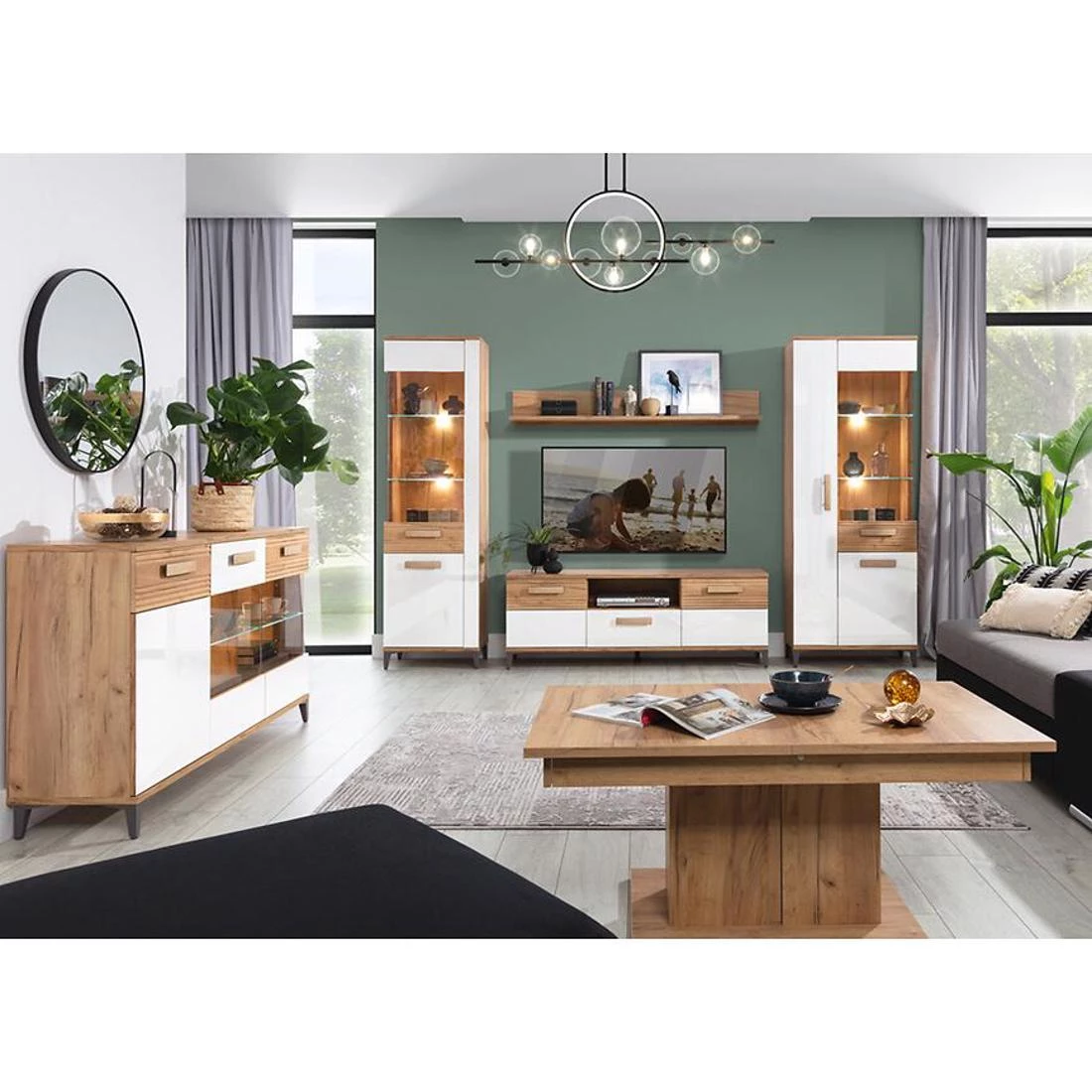 Snobi stocic 68x114(144)x51,5 hrast/bela