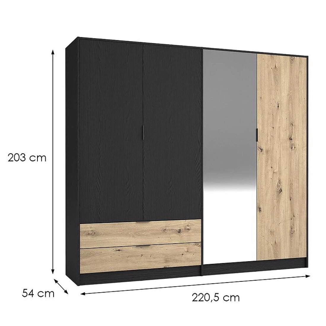 Upsala ormar 220x54x203 cm grafit/artizan