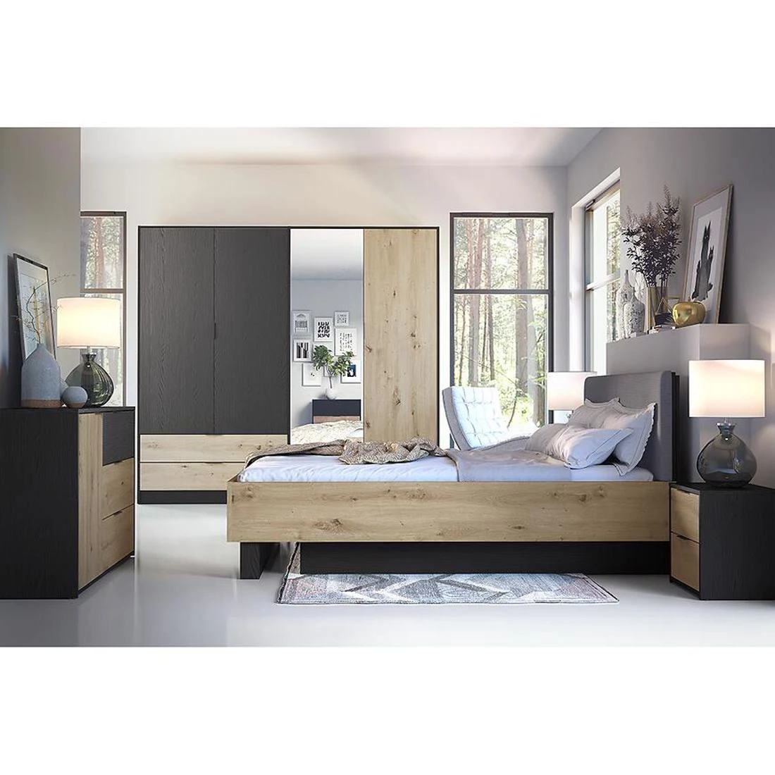 Upsala ormar 220x54x203 cm grafit/artizan