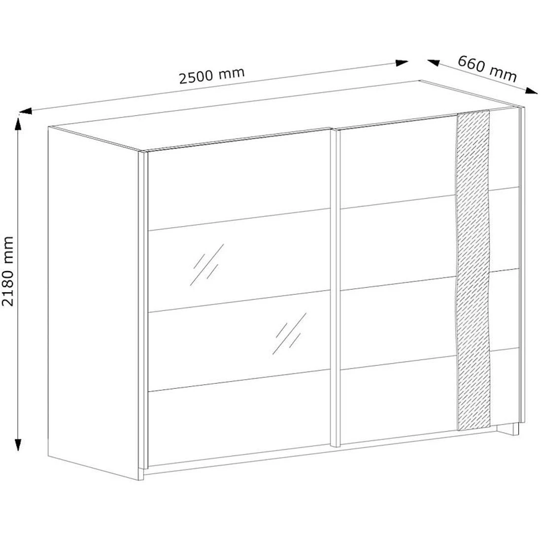 Drvo ormar 250x66x218 cm bela/wotan