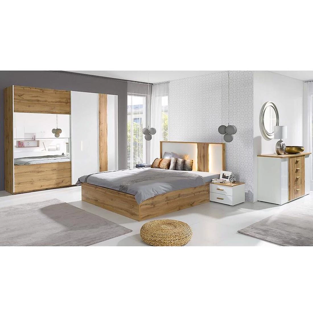 Drvo ormar 250x66x218 cm bela/wotan