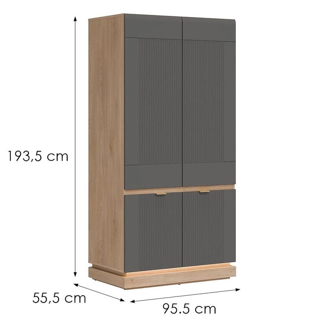 Milton ormar 95,5x55,5x193,5 cm hrast/siva