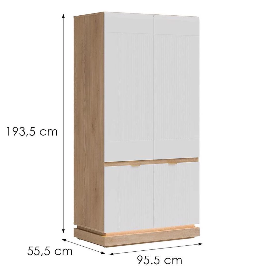 Milton ormar 95,5x55,5x193,5 cm hrast/bela